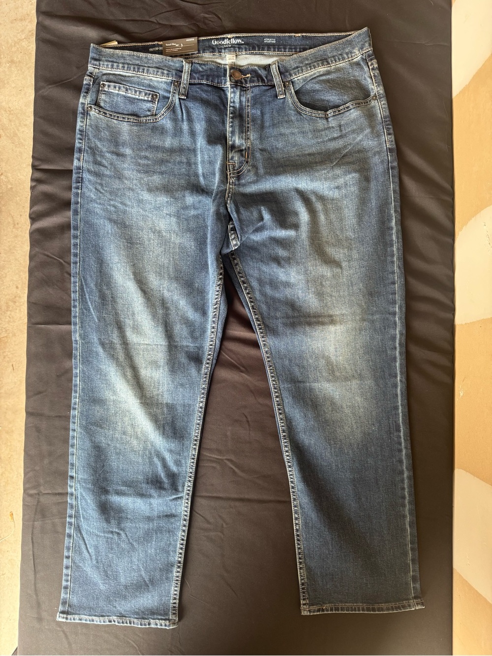 NWT Goodfellow & Co Men's 40x30 Athletic Fit Jeans Dark Blue Wash TruTemp 365